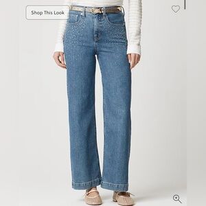 NWT New J. Crew Embellished wide-leg jean in all-day stretch 28 Rhinestones